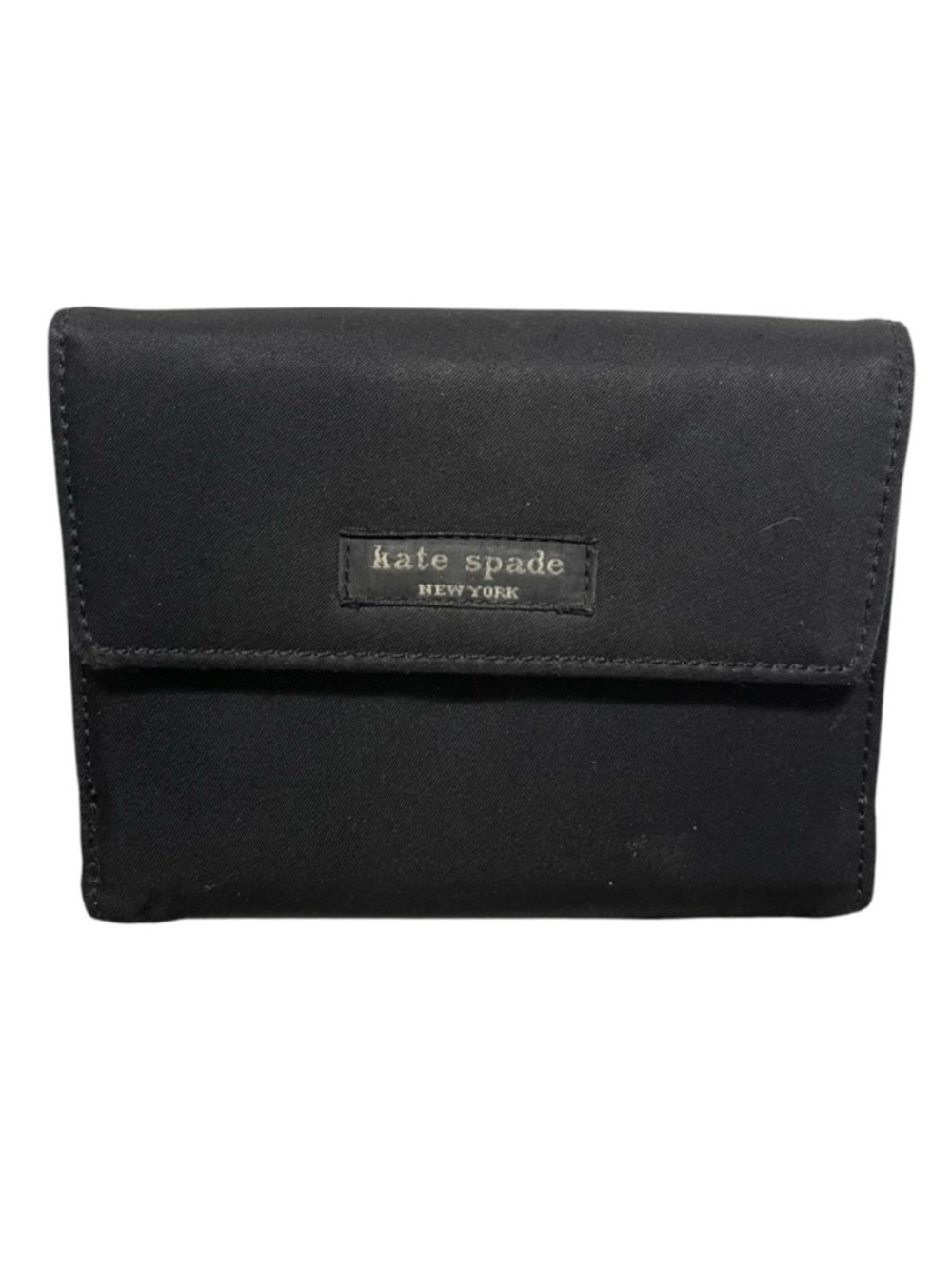 Kate Spade French Wallet Black Nylon Bi-Fold Multi-Pocket Snap Close ID Window